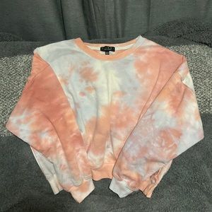 Trixxi Peachy Pink & White Tie Dye Sweatshirt